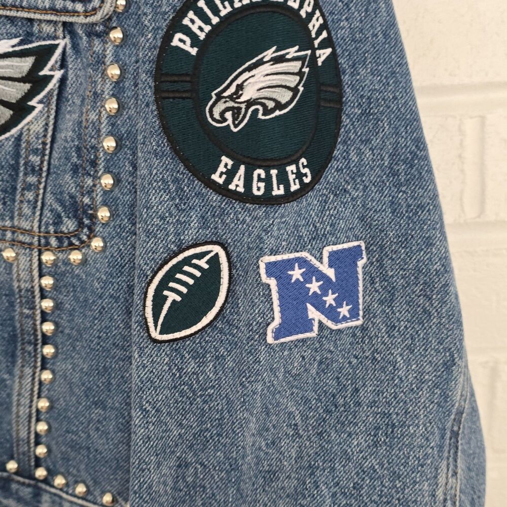 200$ G-III by Carl Banks Women's Philadelphia Eagles Studded Button Jacket Sz. L - Picture 10 of 15